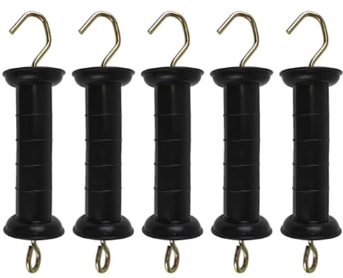 Electric Fence Gate Handles, 5Pcs 10 Inch Insulated Pp Electric Fence Gate Handles with Galvanized Iron Hooks Farm