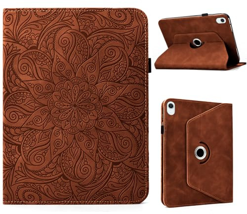 ONETHEFUL Rotating Tablet Case for iPad Mini 7 (A17 Pro) /Mini 6,iPad mini 7th 2024 /6th 2021, 8.3 Inch - Protective PU Leather with 360 Degree Swiveling, Stand, Card Slots, Pen Holde | Brown