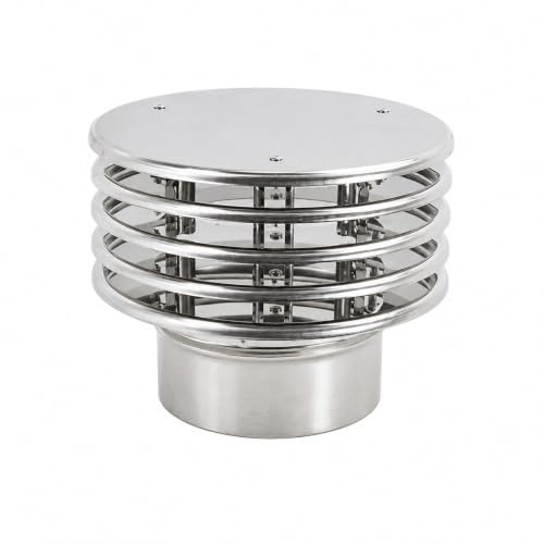 MAKA Comignolo con Lamelle, Terminale in Acciaio Inox per Canna Fumaria Camino Stufa a Legna Pellet e Gas, Cappello Antipioggia Deflettore con Lamelle (Ø 100 mm)