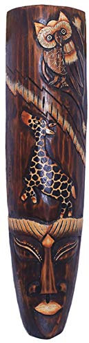 Woru Handgearbeitete Holz-Maske aus Bali zum Aufhängen, Wandmaske 50 cm