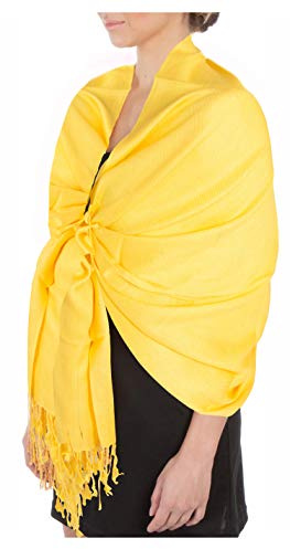 Sakkas silkeslen mjuk pashmina-känsla halsduk/stola, Ljus gul, one size