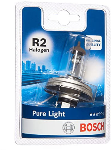 Bosch R2 Halogen Pure Light Halogen-Glühlampe für Auto-Scheinwerfer, 12 V 45/40 W, in Originalqualität - Lampensockel Typ P45t - 1 Ersatz-Scheinwerferlampe