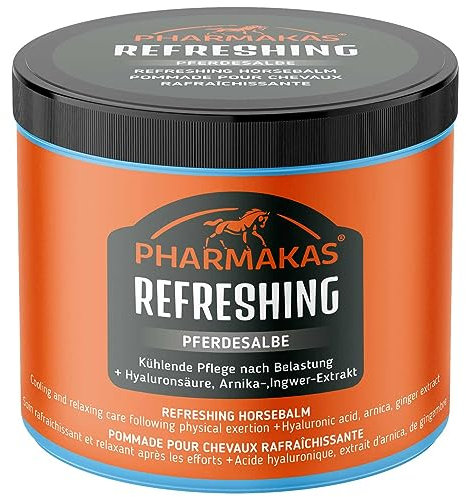 Pharmakas Refreshing Pferdesalbe | 500 ml | mit Hyaluronsäure, Arnika- und Ingwer-Extrakt | Kann kühlend wirken und entspannend nach Belastung sein