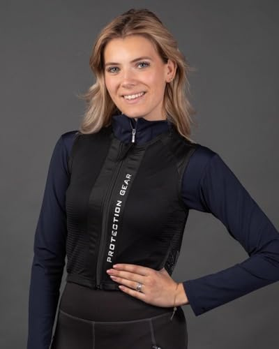 Protezione per la schiena, gilet di sicurezza per equitazione, comodo da indossare, nero