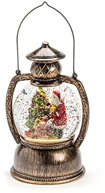 Konstsmide 3497-000 LED Kugellaterne Weihnachtsmann, mit 5h Timer , wassergefüllt, warm weiß, batteriebetrieben, Innen, Weihnachtsmann Szene, Ø 12.7 cm, Bunt