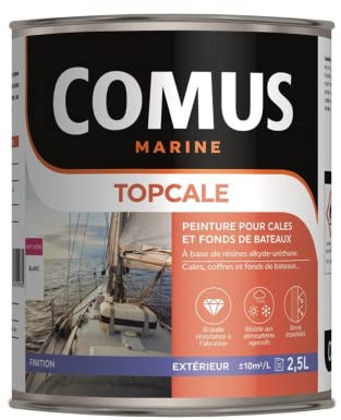 TOPCALE COMUS Peinture pour cale, pont et fond/Monocomposant Blanc 2.50Litre