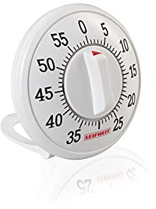 Leifheit Kurzzeitmesser ComfortLine-Serie, praktischer Küchentimer bis 60 Minuten, Eieruhr mit gut lesbarer Minutenskala, Kitchen timer benötigt keine Batterien, Küchenuhr, weiß