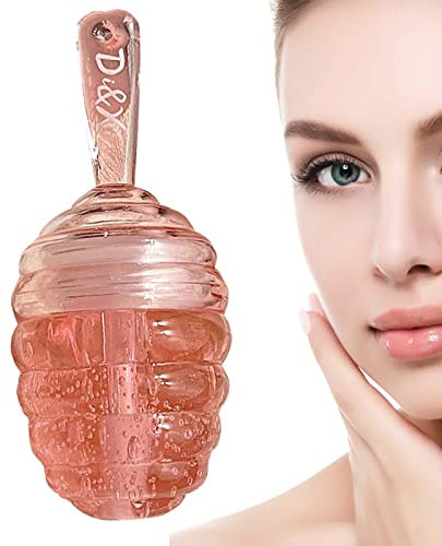 qingfeitai Baume à lèvres Miel - Baume à lèvres hydratant Honey Pot avec cuillère à Miel | Day and Night Repair Lip Care FaLip Lines, Nourishing Lip Scrub with Peach Aroma