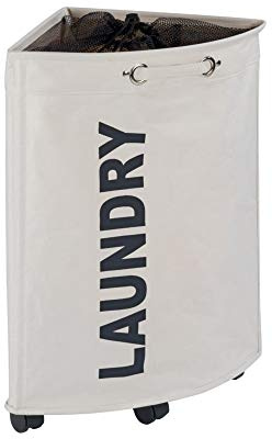 Wenko Contenedor para la Ropa Sucia Tresco Beige - Cesta para la Ropa Capacidad: 50 l, Poliéster, 33 x 60 x 33 cm, Beige