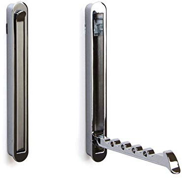 Gedotec Pieghevole Gancio Guardaroba Wand-Paneel Estraibile Pieghevole Gancio Zum Impegnarsi in Legno - Mital | 140 x 16/128 mm | Acciaio Cromato | 1 Pezzo - Design Guardaroba Versenkt da Incollare