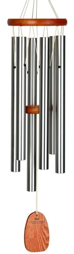 Woodstock Wind Chimes Original Amazing Grace Chime, Memorial Chimes for Outside, Outdoor Decor for Patio, Porch, Garden, Sympathy Chime, Silver, 24
