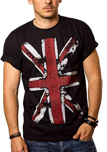 MAKAYA Great Britain Flag T-Shirt United Kingdom - Union Jack Vintage Black S