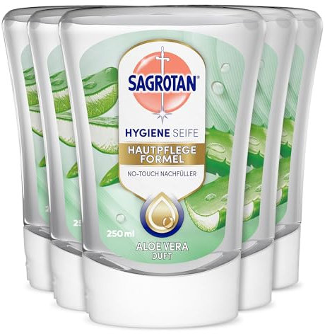 Sagrotan No-Touch Nachfüller Aloe Vera – Für den automatischen Seifenspender – 5 x 250 ml Handseife
