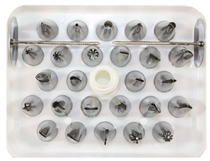 Paderno Set 29 Bocchette Pasticceria Decorative in Acciaio Inox con Adattatore per Sac à Poche