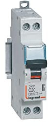 Legrand LEG406775 Disjoncteur dnx 4500 Vis/Vis U+N 230 V 20 A 6kA Courbe C 1 m