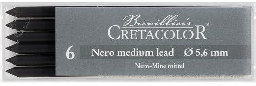 Cretacolor Nero Charcoal Oil Drawing Sticks, Nero Drawing Lead (oily) #2 Medium