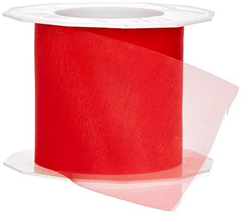 PRÄSENT C.E. Pattberg Sheer Organzaband rot, 25 m Geschenkband zum Einpacken von Geschenken, 72 mm Breite, Zubehör zum Dekorieren & Basteln, Dekoband