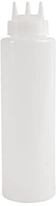 Vogue Clear 3-Düsen-Quetschflasche 908 ml / 36 oz, klar, Material: Polyethylen-Kunststoff, Dreifach-Düsen-Design, super quetschbar, schnelle Dosierung, verbundene Düsenkappe, CW726
