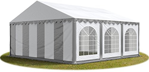 Tente Barnum de Réception 5x6 m Bâches PVC 750 N Gris-Blanc Cadre de Sol Jardin