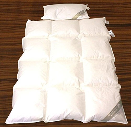 Betten Hofmann Luxus Baby Kinder Daunenbett Daunendecke Ganzjahresdecke Set 100x135 cm mit Kopfkissen 40x60 cm 100% Neue Daunen, Naturprodukt, waschbar