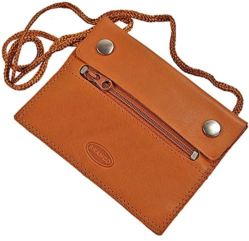 GoBago Branco kleiner Leder Brustbeutel Brusttasche Security Wallet super Flach (natur)