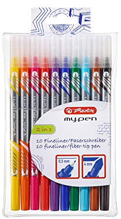 Herlitz Fineliner und Fasermaler my.pen, 10 Farben