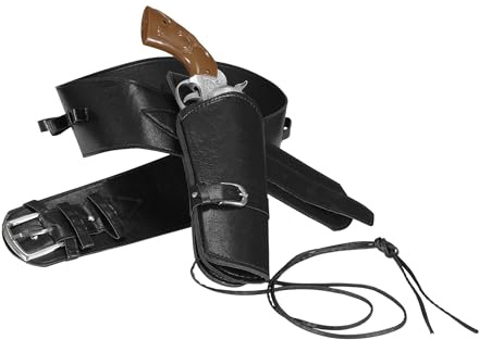 W WIDMANN MILANO Party Fashion - Portapistola con cintura, in similpelle, nero, cowboy, fondina, costume, accessorio, carnevale