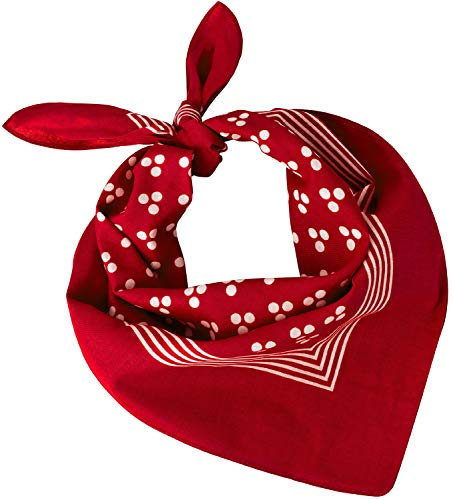 Tobeni 548 Damen Herren Nickituch Kopftuch Bandana Halstuch Baumwolle Unisex Farbe Triple-Point Rot Grösse 54 cm x 54 cm