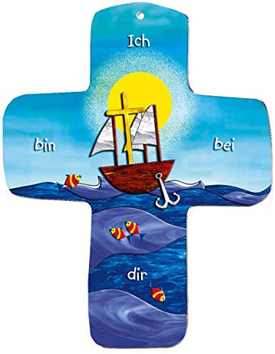 metALUm Kleines Kinderkreuz JETZT AUS NEUEM MATERIAL aus 3 mm MDF Geschenk zur Kommunion, Konfirmation oder Taufe, für Jungen und Mädchen