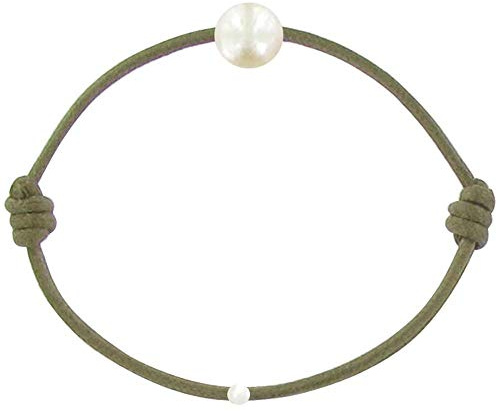 LES POULETTES BIJOUX – barnarmband – min första pärla – vaxat bandarmband – vit odlad sötvattenspärla 6–7 mm – färger, 7 5mm, Pärla, Pärla