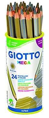 GIOTTO Mega Metallic Bleistift Pack, 24 Bleistifte Gold & Silber, ideal für Schulen, Bleistifte für Kinder