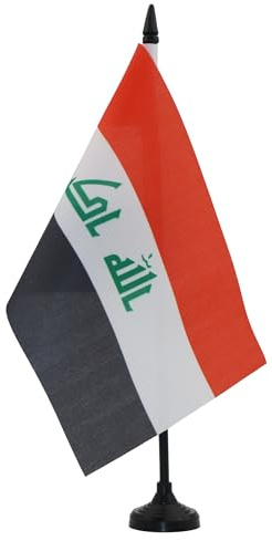 AZ FLAG Bordsflagga Irak 21x14 cm Irakisk 100D Polyester Plastfot
