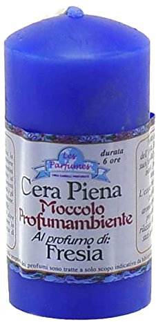 La Briantina Candela Profumata a Moccolo Cera Piena, 8x3.8 cm, Blu, Profumo di Fresia