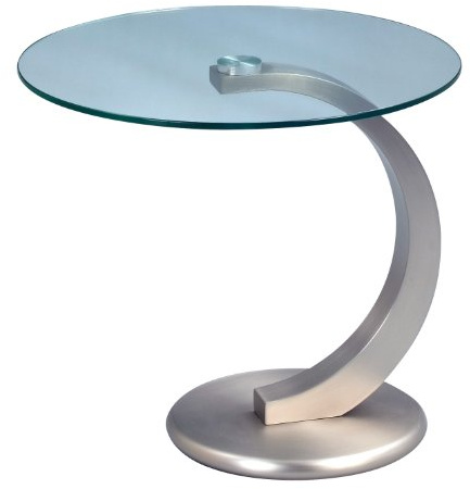 M2 Kollektion 530488 Beistelltisch Cupido, Metall Edelstahloptik, Deckplatte Sicherheitsglas klar, Durchmesser 50cm, Höhe 46cm