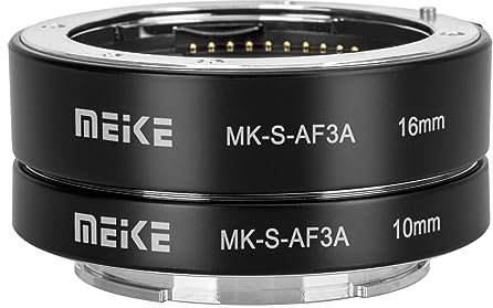Meike MK-S-AF3A Metall-Autofokus-Makro-Verlängerungsrohr-Adapterring (10 mm + 16 mm) für Sony Mirrorless E-Mount A5000 A5100 A6000 A6300 A6500 A6400 A6600 A6100 A6600 A9 A7III A7 NEX NEX5 NEX6 NEX7