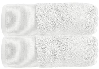 Allure Pack of 2 Bamboo Hand Towels 50 x 90cm – Luxury Super Soft Hypo-Allergenic Plush 550GSM Pair of Hand Towels (White)