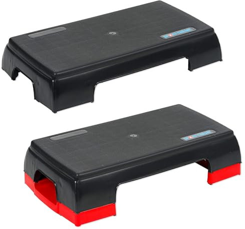 Sport-Thieme Aerobic-Step Workout | Steppbrett mit oder ohne Erhöhung | Höhenverstellbare u. rutschfeste Stepbench | Bis 110 kg belastbar | Höhe: 13 cm o. 18,5 cm | Kunststoff