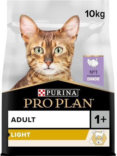 PURINA PRO PLAN | Light | Chat Adulte en surpoids et/ou ayant tendance à l'embonpoint | Croquettes faibles en matières grasses pour aider à la perte de poids | A la Dinde | Sac | 10 Kg