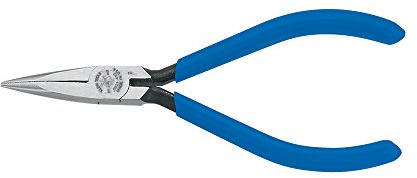 Klein Tools D321-41/2C Electronics Pliers, Slim Needle Nose, Spring Loaded, 5-Inch, Lightweight, Knurled Jaws, Curved Handle