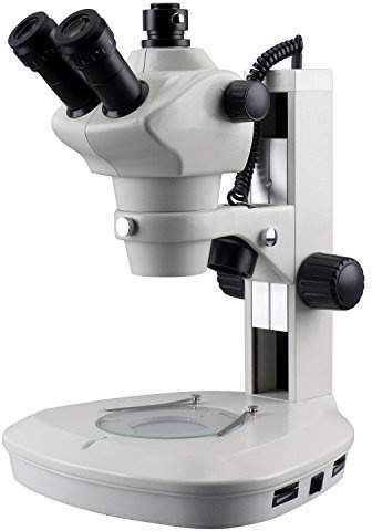 8X-50X Track Stand Stereo Zoom Trinocular Microscope w/Top & Bottom LED Lights