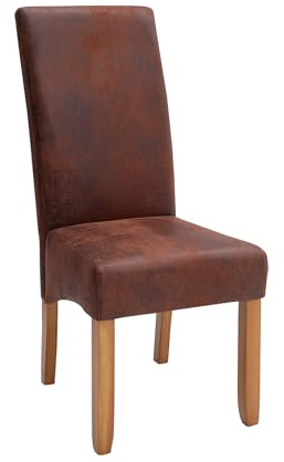 Stuhl CASA - 45cm - braun - Microfaser Massivholz-Beine vintage | hoher Komfort, bequeme Polsterung, pflegeleicht, stabil, Esszimmerstuhl