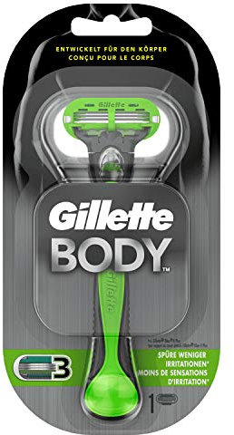 Gillette Body Rasierer Herren, Körperrasierer + 1 Rasierklinge mit 3-fach Klinge