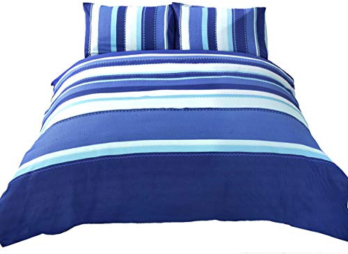 Signature Detroit, Copripiumino matrimoniale e 2 federe per letto, Singolo, Blu