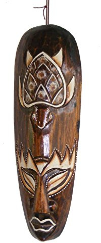 One World is Enough 30cm Indigenous ' African Style ' Borneo Tribal Turtle Hand Carved Wooden Tribal Mask - Fair Trade