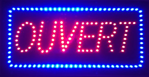 ADE LIGHT Enseigne lumineuse à LED Ouvert rouge/bleu 48x24x2.5cm