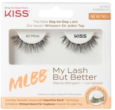 KISS My Lash But Better „All Mine“ – Künstliche Wimpern für natürlichen Look, Leichte Fake Lashes mit superfeinem Wimpernband, Wiederverwendbare Strip Lashes für Alltag & Make-up, Schwarz