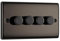 BG Electrical Intelligent Quadruple Wall Dimmer Switch, 2 Way, Raised Profile, Round Edges, Nexus Metal, Black Nickel 200W, NBN84