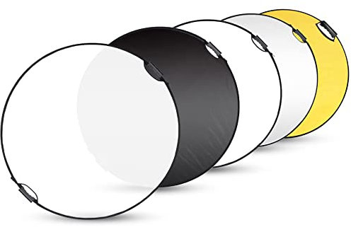 Selens 5 in 1 80cm Light Reflector Photography Diffuser Collapsible Portable Round with Handle Lighting Gold/Silver/White/Black/Translucent for Photo Studio Portrait Product Indoor Outdoor