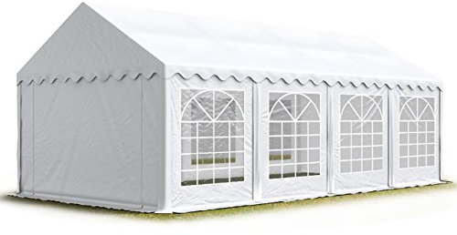 TOOLPORT Tendone per Feste 4x8 m PVC Bianco 100% Impermeabile Gazebo da Giardino Tendone da Esterno Tenda Party