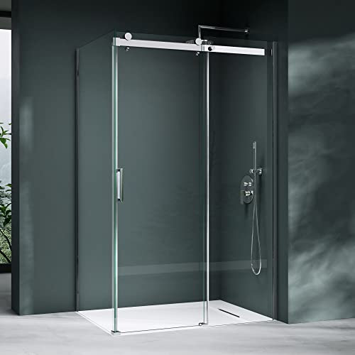 Mai & Mai Paroi de douche porte de douche coulissante cabine de douche 80x120 en verre trempé transparent de 8mm pare douche RAV17K